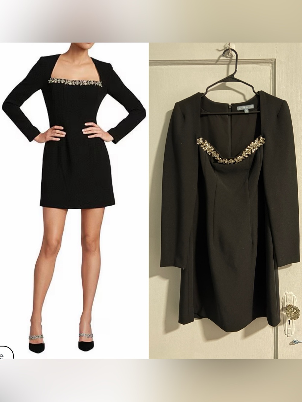 Antonio Melani Jacqueline Crepe Rhinestone Detail Mini Dress Size 6 Black